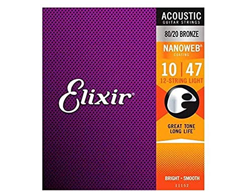 Book Cover Elixir Strings Acoustic Guitar Strings, 12-String, Light NANOWEB Coating