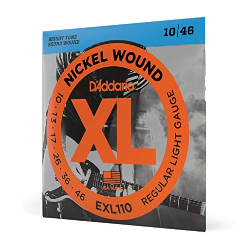 D'Addario Electric Guitar Strings Regular Light Gauge Round Wound with Nickel-Plated Steel for Long Lasting Distinctive Bright Tone and Excellent Intonation (EXL110)