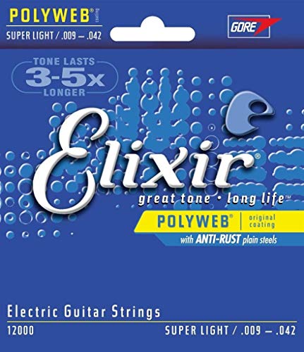 Book Cover Elixir Strings Electric Guitar Strings w POLYWEB Coating, Super Light (.009-.042)