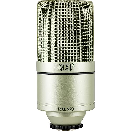 MXL 990 Condenser Microphone for Podcasting, Singing, Home Studio Recording, Gaming & Streaming | Detailed Sound | XLR | Large Diaphragm (Champagne)