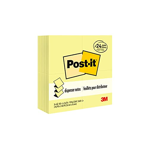 Book Cover Post-it Pop-up Notes, 3 in x 3 in, 24 Pads, America's #1 Favorite Sticky Notes, Canary Yellow, Clean Removal, Recyclable (R330-24VAD)