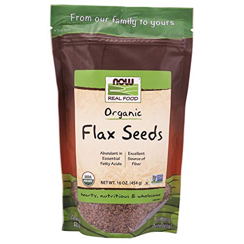 Book Cover NOW Foods, Organic Flax Seeds, Source of Essential Fatty Acids and Fiber, Certified Non-GMO, Kosher, 1-Pound
