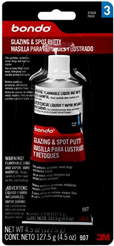 Bondo Glazing and Spot Putty, Fills Pinholes, Scratches, Minor Dings & Hairline Cracks, 4.5 oz, 1 Tube