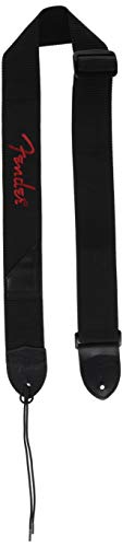 Fender 2" Black Polyester Guitar Strap With Red Logo