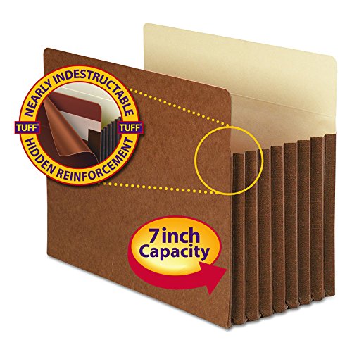 Smead TUFF File Pocket, Straight-Cut Tab, 7" Expansion, Letter Size, Redrope, 5 per Box (73395)