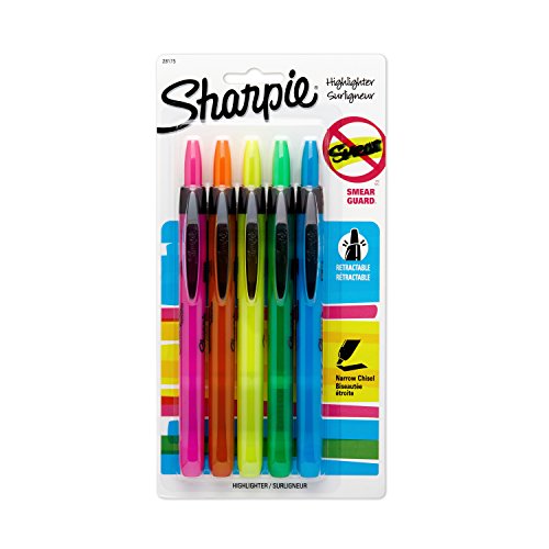 Book Cover Sharpie Accent Retractable Assorted 5 Pack