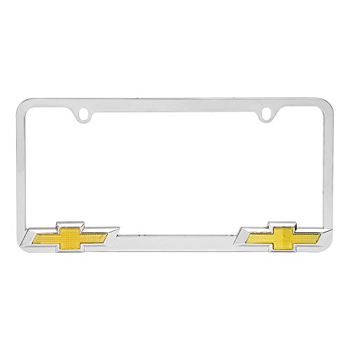 Bully WL011-C Chrome Chevy Chevrolet License Plate Frame Holder Front or Back Bumper Shows Car Tags - Exterior Accessories for Trucks, Cars and SUVs - 1 Piece Genuine Licensed Product