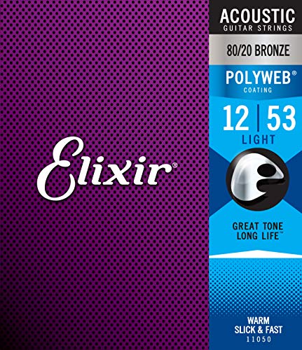 Elixir Strings 80/20 Bronze 12-String Acoustic Guitar Strings w POLYWEB Coating, Light (.010-.047)