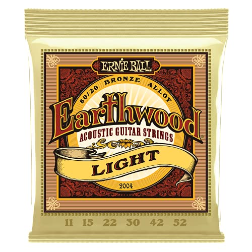 Ernie Ball Earthwood 80/20 Bronze Light Acoustic Guitar Strings - 11-52 Gauge (P02004)