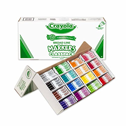Book Cover Crayola Broad Line Markers Bulk, 16 Bold Colors, Great for Classroom, Educational, All-Purpose Art Tools, 256 Count