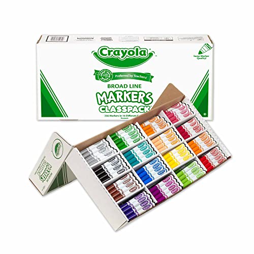 Crayola Broad Line Markers Bulk, 16 Bold Colors, Great for Classroom, Educational, All-Purpose Art Tools, 256 Count