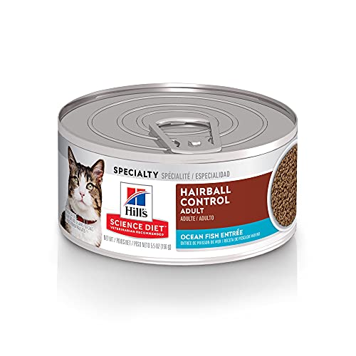 Hill's Science Diet Adult Hairball Control Canned Cat Food, Ocean Fish EntrÃ©e, 5.5 oz, 24 Pack wet cat food