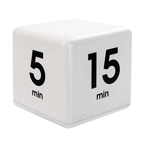 Datexx The Miracle TimeCube Timer, 5, 15, 30 and 60 Minutes, for Time Management, Kitchen Timer, Kids Timer, Workout Timer, White