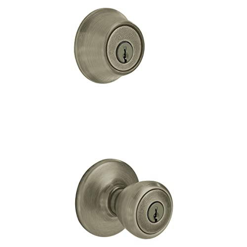 Kwikset 690 Tylo Entry Knob and Single Cylinder Deadbolt Combo 6-Pack, Antique Brass