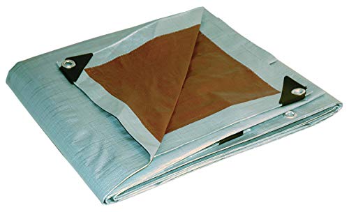 Dry Top 10' x 12' Heavy Duty Silver/Brown Reversible Full Size 10-mil Poly Tarp Item #210125, x 12 Feet