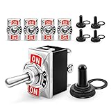 Nilight 50098R 6Pin Heavy Duty Rocker Toggle 15A 250V 20A 125V DPDT 6 Pin ON/Off/ON Switch Metal Bat Waterproof Boot Cap Cover-5 Pack, 2 Years Warranty