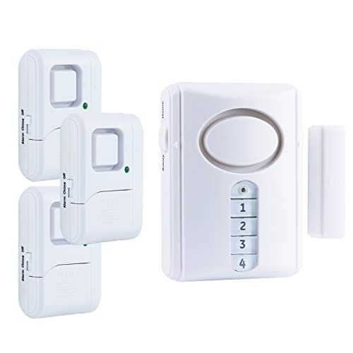 GE Personal Security Alarm Kit, Includes Deluxe Door Alarm with Keypad Activation and Window/Door Alarms, Easy Installation, DIY Home Protection, Burglar Alert, Magnetic Sensor, Off/Chime/Alarm, 51107, White