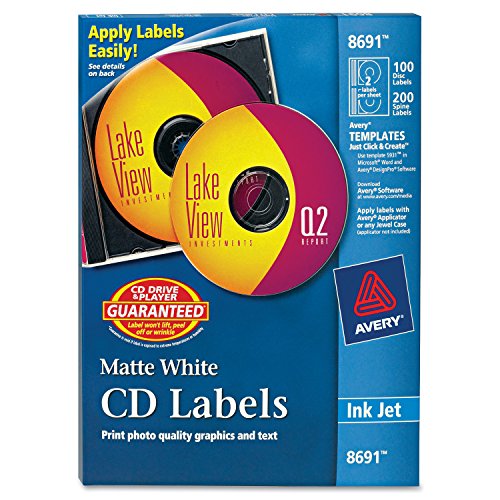 Book Cover Avery CD Labels - 100 Disc labels & 200 Spine labels (8691)