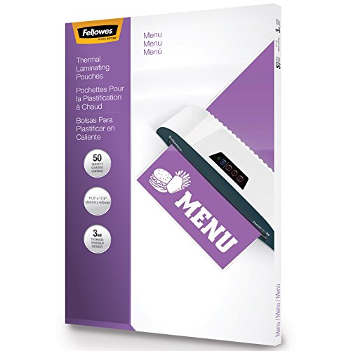 Book Cover Fellowes Laminating Pouches, Thermal, Menu Size, 3 Mil, 50 Pack (52013)