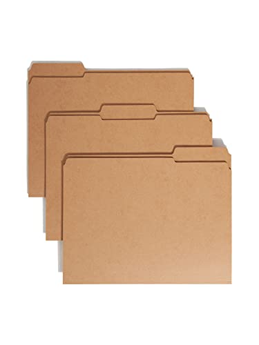 Smead File Folder, Reinforced 1/3-Cut Tab, Letter Size, Kraft, 100 Per Box (10734) File Folder 1/3 Cut, Assorted Position