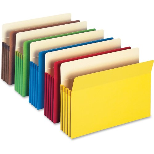Smead File Pocket, Straight-Cut Tab, 3-1/2" Expansion, Legal Size, Assorted Colors, 5 Each Per Pack (74892)