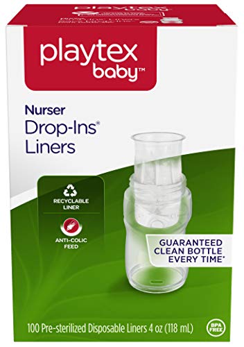 Book Cover Playtex Baby Nurser Pre-Sterilized Disposable Bottle Liners, Closer to Breastfeeding, 4 oz, 100 Count