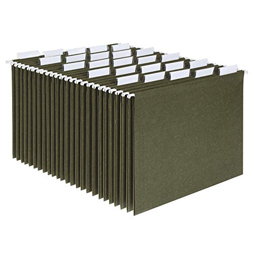 Book Cover Pendaflex Hanging File Folders, Letter Size, Standard Green, 1/5-Cut Adjustable Tabs, 25 Per Box (81602), Standard Green - 1/5 Tabs