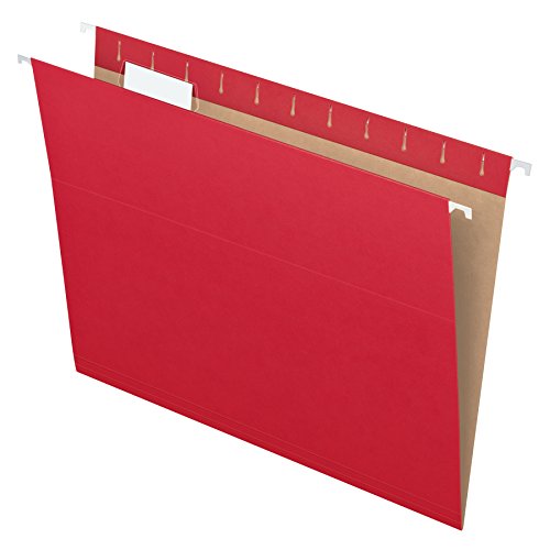 Book Cover Pendaflex Recycled Hanging Folders, Letter Size, Red, 1/5 Cut, 25/BX (81608)