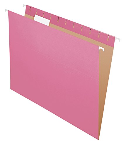 Book Cover Pendaflex Recycled Hanging Folders, Letter Size, Pink, 1/5 Cut, 25/BX (81609)