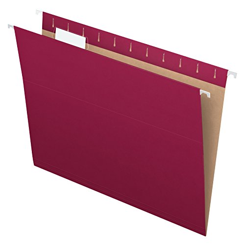 Book Cover Pendaflex PFX81613 Recycled Hanging Folders, Letter Size, Burgundy, 1/5 Cut, 25/BX (81613)