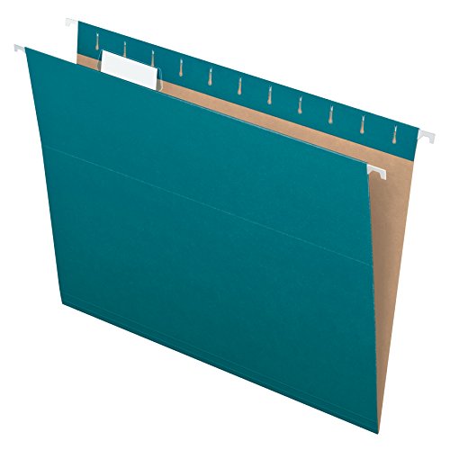 Book Cover Pendaflex Recycled Hanging Folders, Letter Size, Teal, 1/5 Cut, 25/BX (81614)