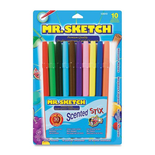 Book Cover Mr. Sketch Scented Stix Markers, Fine Tip, Assorted Colors, 10-Count