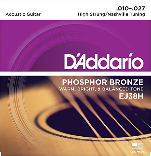 Book Cover D'Addario EJ38H Phosphor Bronze Acoustic Guitar Strings, High Strung/Nashville Tuning, 10-27