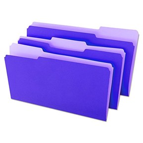 Universal 10525 File Folders, 1/3 Cut One-Ply Top Tab, Legal, Violet/Light Violet (Box of 100)