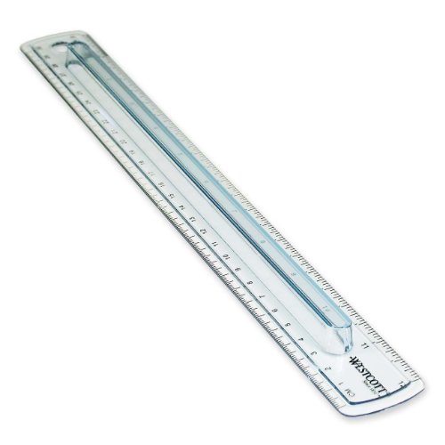 Book Cover Westcott Finger Grip Ruler, Smoke Plastic, Inches and Metric, 12-Inch  (00402)