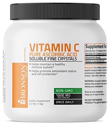 Book Cover Vitamin C Powder Pure Ascorbic Acid Soluble Fine Non GMO Crystals – Promotes Healthy Immune System and Cell Protection – Powerful Antioxidant - 1 Kilogram (2.2 Lbs)