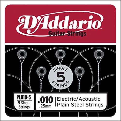 Book Cover D'Addario PL010-5 Plain Steel Guitar Single String, .010 5-pack