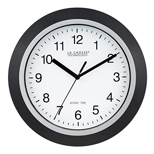 Book Cover La Crosse Technology WT-3102B 10-Inch WWVB Self-set Analog Wall Clock and automatic DST reset,Black/silver