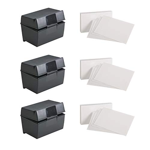 Book Cover Oxford 01351 Plastic Index Card Flip Top File Box Holds 300 3 x 5 Cards, Matte Black (1 EA)