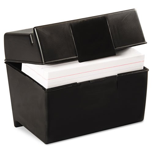 Book Cover Oxford Plastic Index Card Box, 4 x 6 Inches, 400 Card Capacity, Black (01461)