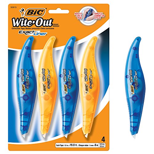 Book Cover BIC Wite-Out Brand Exact Liner Correction Tape, White, 4-Count