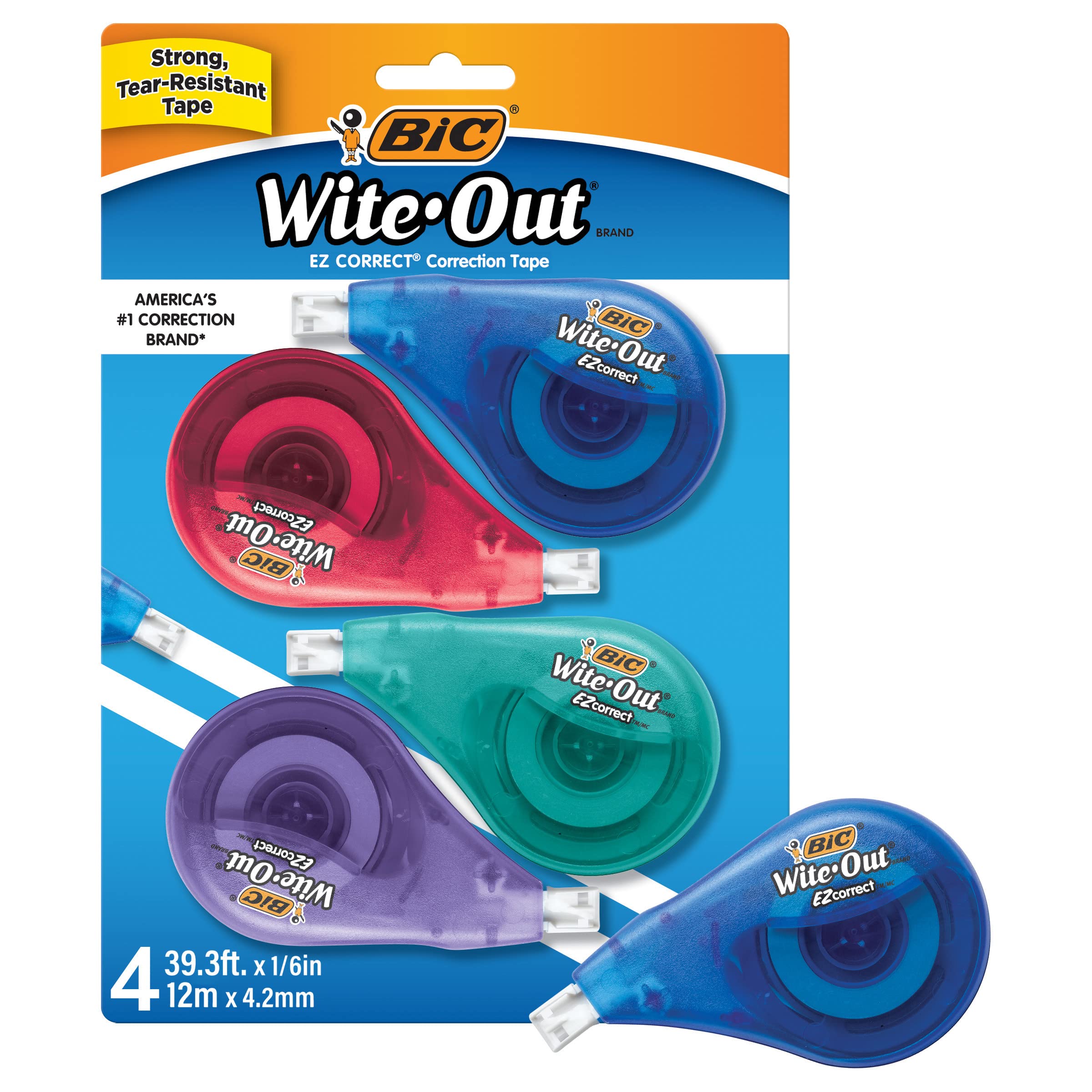Book Cover BIC Wite-Out Brand EZ Correct Correction Tape, 19.8 Feet, 4-Count Pack of white Correction Tape, Fast, Clean and Easy to Use Tear-Resistant Tape Office or School Supplies 4 Count