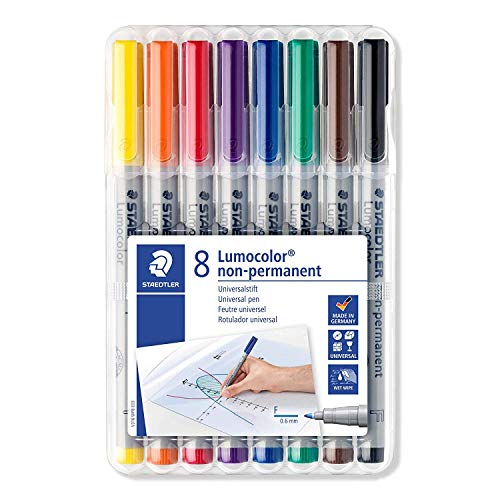Book Cover STAEDTLER Lumocolor Non-permanent Pen 316WP8 Fine 0.6 mm Line - Assorted Colours (Pack of 8)