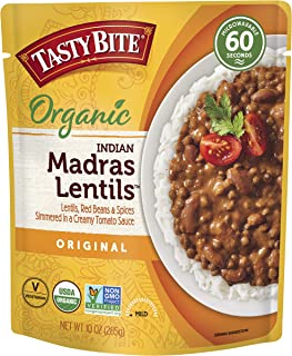 Tasty Bite Indian Entree Madras Lentils 10 Ounce (Pack of 6), Fully Cooked Indian Entrée with Lentils Red Beans & Spices in a Creamy Tomato Sauce, Microwaveable, Ready to Eat