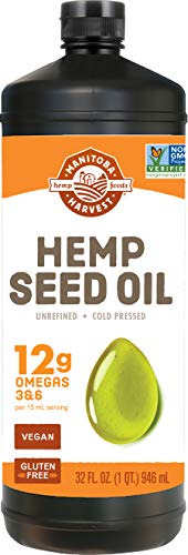Hemp Oil – Cold Pressed, Premium Quality – 12g of Omegas 3 & 6 Per Serving – Hydrate, Calm & Nourish Skin - Non GMO, Vegan, Gluten Free Hemp Seed Oil – Great for cooking, salad dressings - 32 Fl Oz