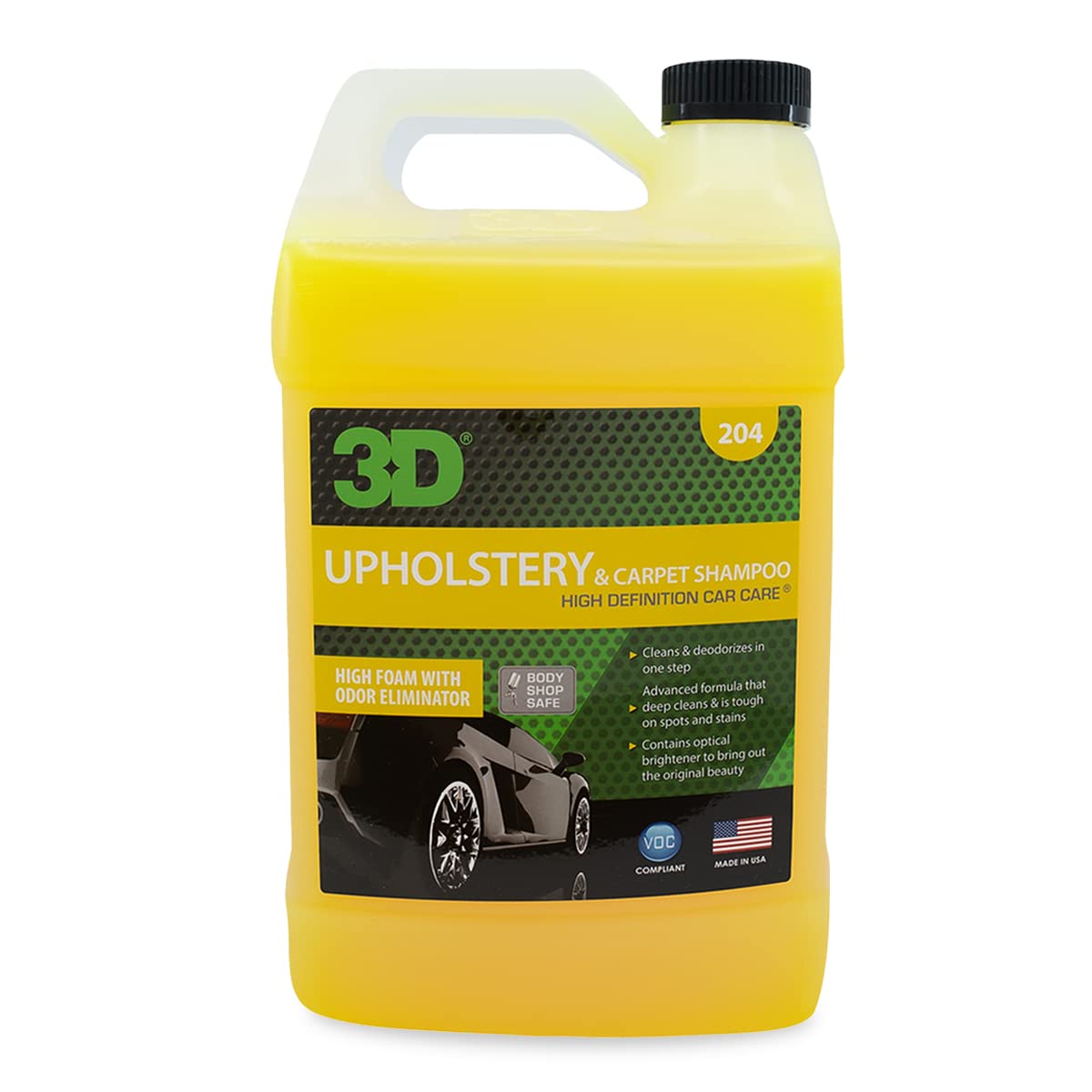 3D Upholstery & Carpet Shampoo - High Foam Stain Remover & Odor Eliminator Shampoo 1 Gallon 128 Fl Oz (Pack of 1)