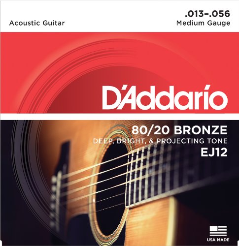 Book Cover D'Addario EJ12 80/20 Bronze Acoustic Guitar Strings, Medium, 13-56