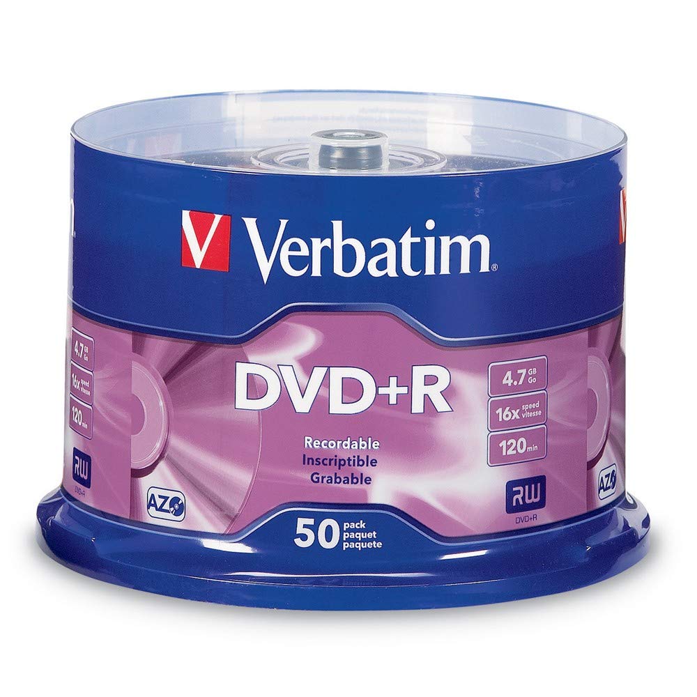Book Cover Verbatim DVD+R Blank Discs AZO Dye 4.7GB 16X Recordable Disc - 50 Discs Spindle 50pk Spindle Standard Packaging