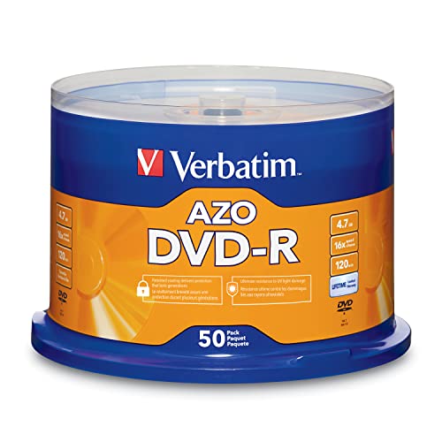 Book Cover Verbatim DVD-R Blank Discs AZO Dye 4.7GB 16X Recordable Disc - 50 Pack Spindle
