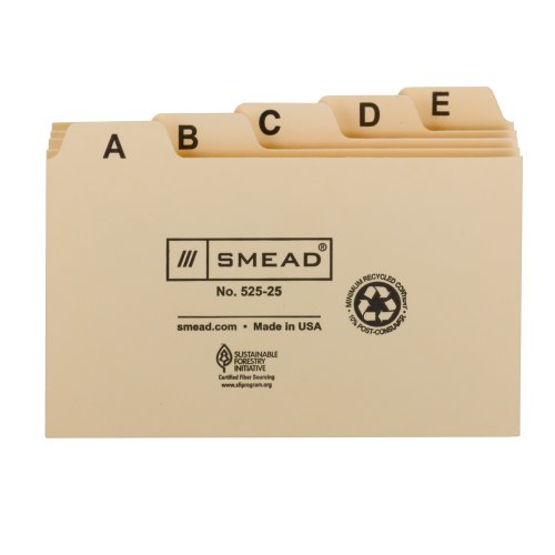 Book Cover Smead Card Guide, Plain 1/5-Cut Tab (A-Z), 5